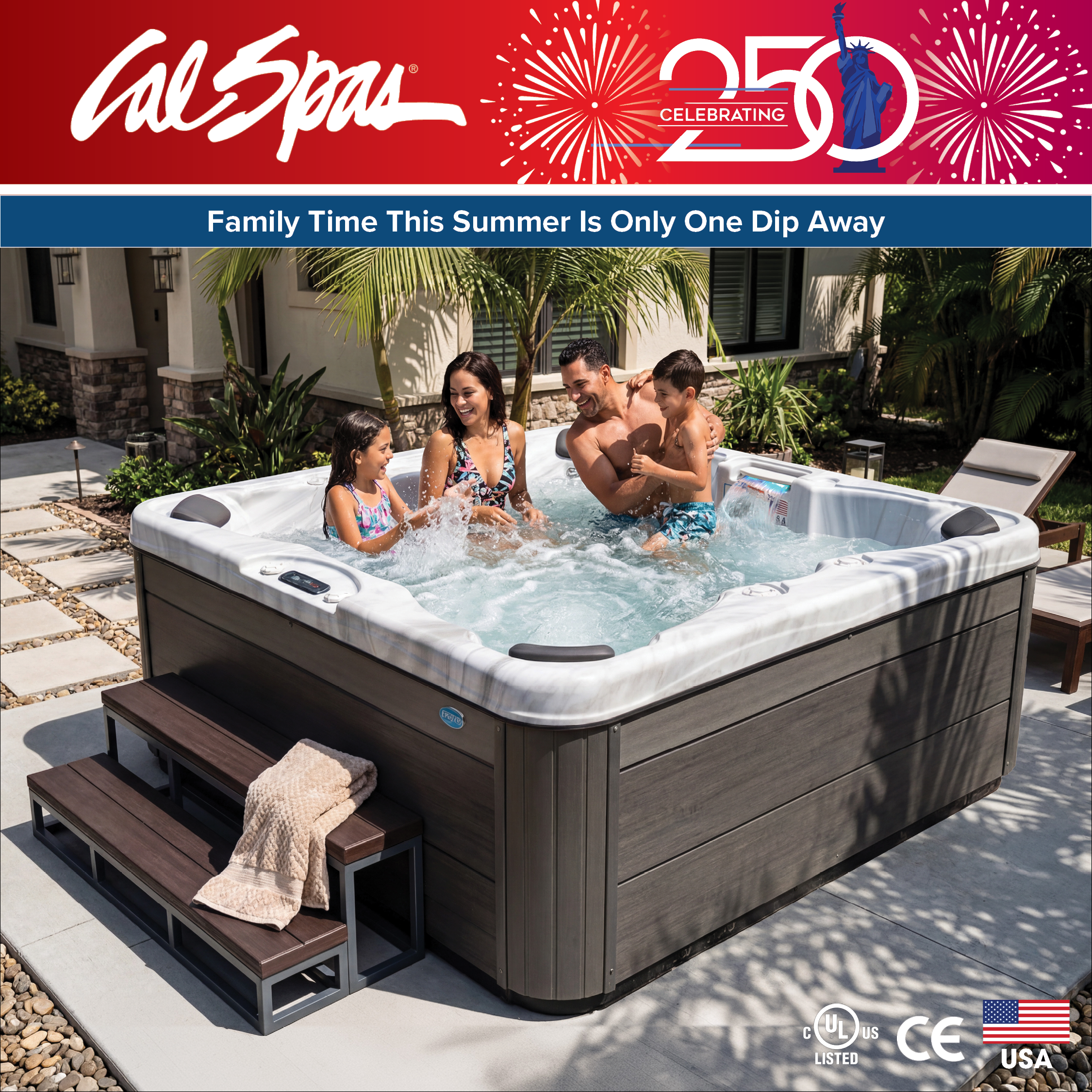 Calspas hot tub being used in a family setting - Richland